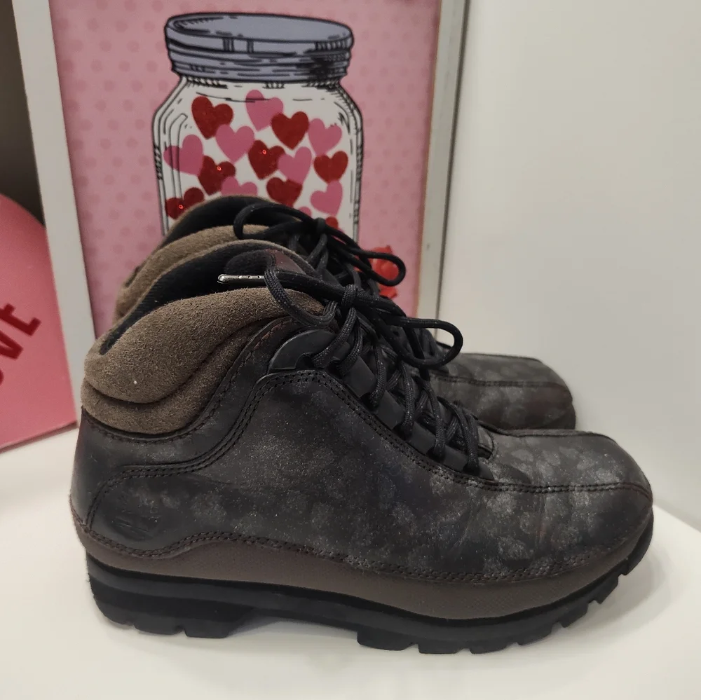🖤 Vintage Y2K Timberland Euro Hiker Multicolor Lace Up Ankle Boots, Black, 7 - Picture 7 of 16
